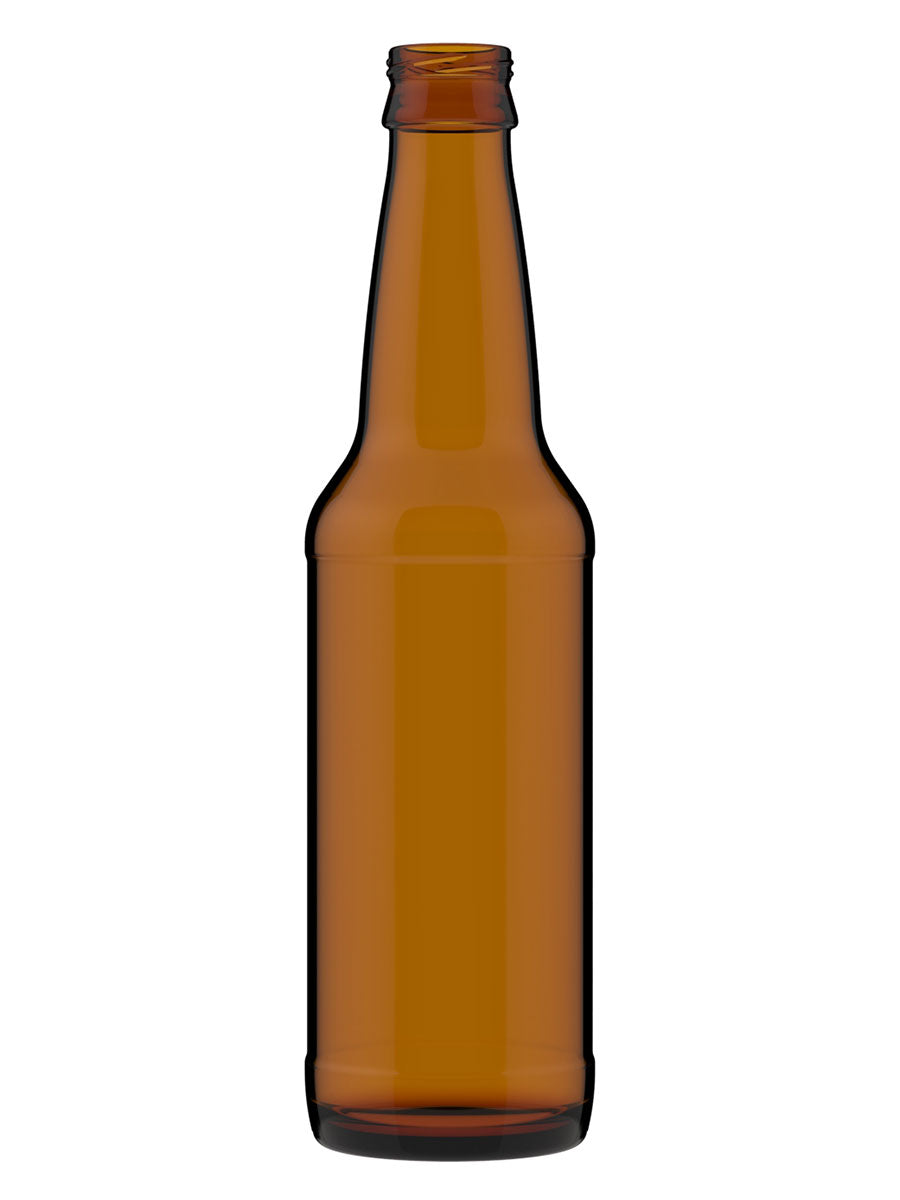 12 oz Amber Peak amber glass beer bottles – full image.