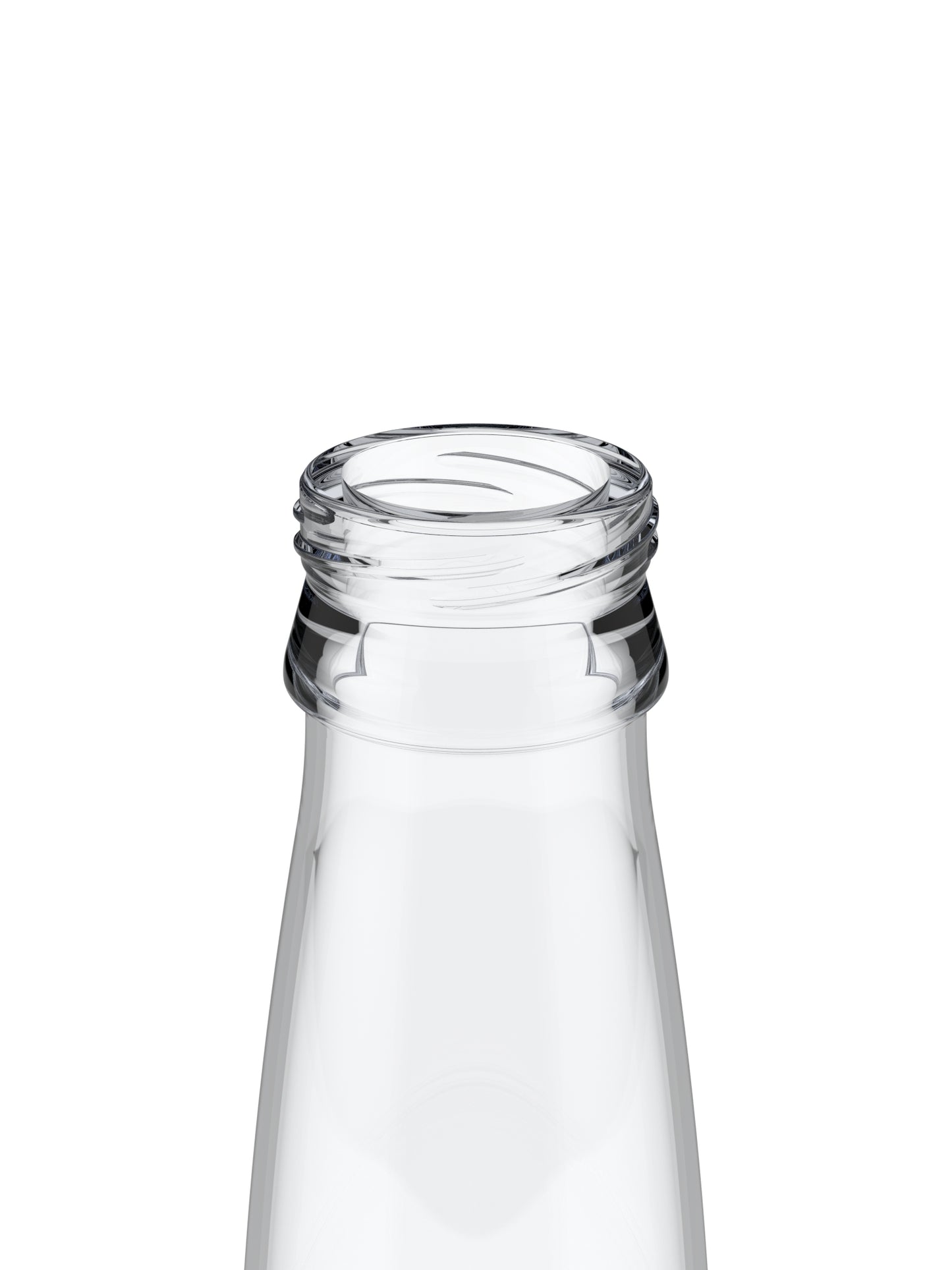 12 oz Clear Peak bottle finish close-up.