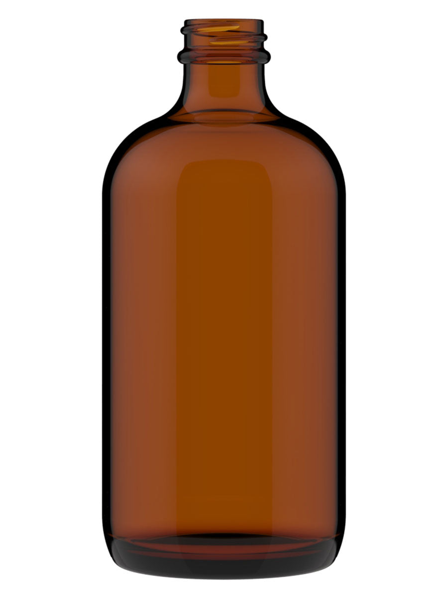 16oz Boston Round Amber Full Bottle