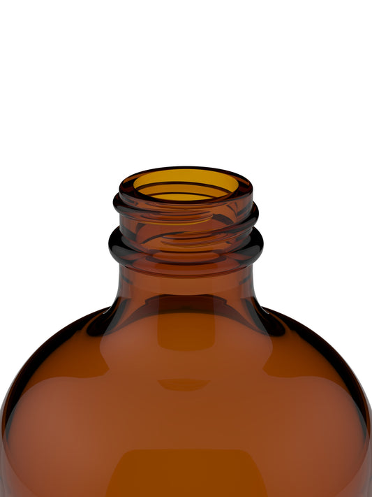 16oz Boston Round Amber Finish Close-Up