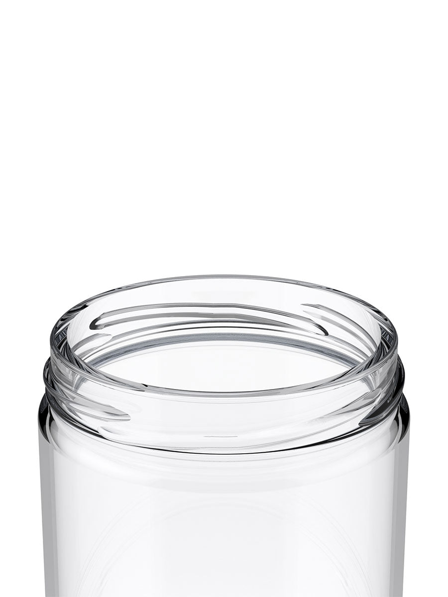 9oz Refrigerator Flint Glass Jar. Finish Close-Up